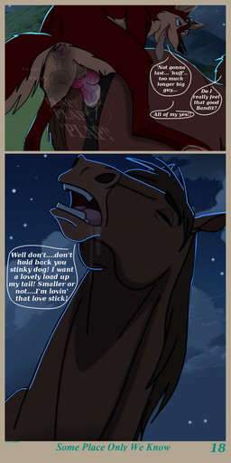 anal anal_penetration animal_genitalia animal_penis anus balls bodily_fluids canine_genitalia canine_penis dialogue drooling duo equine_anus erection eyes_closed feral feral_on_feral feral_penetrated feral_penetrating feral_penetrating_feral from_behind_position fur genital_fluids genitals knot looking_pleasured male male/male male_penetrated male_penetrating male_penetrating_male night open_mouth outside outside_sex paws penetration penile penile_penetration penis penis_in_ass plant puffy_anus saliva saliva_string sex size_difference smaller_penetrated smile speech_bubble tail teeth text tongue tongue_out toony holidaypup bandit_(holidaypup) canid canine canis dingo domestic_dog equid equine horse mammal comic digital_media_(artwork) english_text hi_res