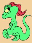 anthro butt female hair looking_back nude red_hair smile solo young unknown_artist dreamworks lizzie_green_(dreamworks) lizard reptile scalie