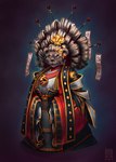 anthro asian_clothing chinese_clothing clothing east_asian_clothing female simple_background solo yellow_eyes shadoca blizzard_entertainment warcraft bear mammal pandaren hi_res