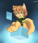 blush green_eyes hair male open_mouth solo whywhyouo handymonsters canid canine mammal 2013 hi_res