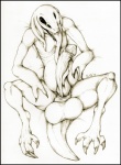 2010 3_fingers alien balls black_eyes erection long_penis long_tongue male monster penis short_tail solo strange_genitalia tongue tongue_out uncolored
Rating: Explicit
Score: 0
User: Silkywere
Date: August 15, 2013