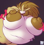 anthro areola belly big_belly big_breasts big_nipples breasts brown_areola brown_nipples dynamax female huge_belly huge_breasts hyper hyper_belly looking_at_viewer navel nipples overweight overweight_female simple_background solo dedoarts nintendo pokemon sandpancake generation_1_pokemon pokemon_(species) sandslash 2020