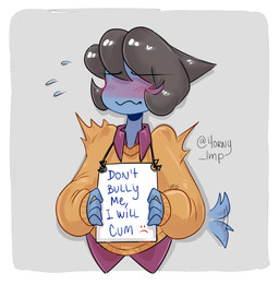 anthro aroused black_hair blue_body bullying clothing coat embarrassed femboy hair humiliation humiliation_fetish male public public_exposure solo tail tail_motion tailwag topwear horny_imp don't_bully_me_i'll_cum nintendo pokemon deino_(horny_imp) deino generation_5_pokemon pokemon_(species)