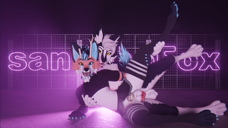 anal anal_penetration animal_genitalia anthro antlers bodily_fluids bottomwear chastity_cage chastity_device clothed clothing collar cum cum_inside duo femboy genital_fluids genitals horn knot knotted_penis legwear looking_at_viewer male male/male miniskirt neon_lights open_mouth over_sheath_chastity_cage penetration penis penis_tip sheath sheath_chastity_cage skirt text thigh_highs wings sanythefox sany_van_fox sol_heylyn_(sanythefox) canid canine fox lagomorph mammal wolpertinger 16:9 3d_(artwork) absurd_res artist_name digital_media_(artwork) hi_res widescreen