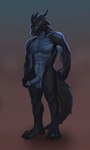 black_body blue_body dragon genitals green_eyes guppic hi_res looking_at_viewer male mythological_creature mythological_scalie mythology penis scalie solo