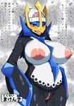 alternate_species anthro areola big_breasts blush bodily_fluids breasts female genitals nipples pussy solo text tonbi nintendo pokemon dawn_(pokemon) avian bird empoleon generation_3_pokemon generation_4_pokemon pokemon_(species) censored hi_res japanese_text