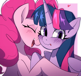 blush curly_hair duo female female/female feral hair heart_symbol horn hug nuzzling simple_background smile wings lornix_art friendship_is_magic hasbro my_little_pony mythology pinkie_pie_(mlp) twilight_sparkle_(mlp) earth_pony equid equine horse mammal mythological_creature mythological_equine pony winged_unicorn hi_res