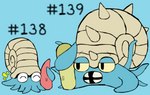 ambiguous_gender erection feral fossil_pokemon generation_1_pokemon genitals hashtag id_number male nintendo omanyte omastar open_mouth penis pokemon pokemon_(species) secretsableye sex simple_background tapering_penis tentacle_sex tentacles text