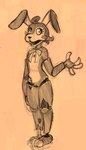 anthro arms_by_side bangs bent_arm blush blush_stickers bow_(feature) buckteeth button_(fastener) curled_bangs female genitals legs_together machine metal_hand open_mouth pussy solo standing straight_arm straight_legs teeth soulcentinel the_walten_files banny_(twf) animatronic lagomorph leporid mammal rabbit robot