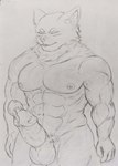 5_fingers abs absurd_res anthro balls big_biceps big_muscles big_pecs big_penis blush bodily_fluids bulge canid canine canis condom ejaculation erection eyes_closed fingers genitals hi_res humanoid humanoid_genitalia humanoid_penis ichinoseura looking_pleasured male mammal muscular muscular_anthro muscular_male muscular_thighs nipples nude pecs penile penis pubes sexual_barrier_device solo sweat thick_thighs traditional_media_(artwork) vein veiny_penis wearing_condom wolf