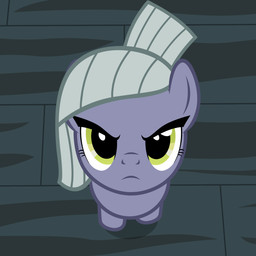 >:c angry eyelashes female feral first_person_view frown glare green_eyes grey_hair grey_tail grumpy hair high-angle_view looking_at_viewer looking_up looking_up_at_viewer on_model purple_body quadruped solo tail badumsquish friendship_is_magic hasbro my_little_pony limestone_pie_(mlp) earth_pony equid equine horse mammal pony 1:1 2017 digital_media_(artwork) hi_res