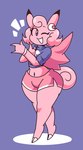 2024 anthro bottomwear bulge clefable clothing digital_drawing_(artwork) digital_media_(artwork) dolphin_shorts generation_1_pokemon girly hi_res kai_(tomfoolery) looking_at_viewer male navel nintendo one_eye_closed open_mouth pink_body pink_bottomwear pink_clothing pink_shorts pokemon pokemon_(species) shorts solo standing thick_thighs tiptoes tomfoolery wink