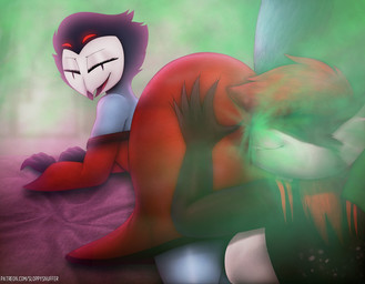 anthro bed big_butt body_worship butt butt_sniffing butt_worship clothed clothing duo eyes_closed fart fart_cloud fart_fetish fart_sniffing farting_at_another female femboy furniture hair looking_back lying male male/female presenting presenting_hindquarters red_hair robe seductive short_hair sniffing text sloppysnuffer hellaverse helluva_boss stolas_(helluva_boss) avian avian_demon bird canid canine canis demon domestic_dog mammal owl owl_demon url