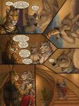2019 3:4 5_fingers amber_eyes amon_(rukis) anthro black_nose black_spots black_stripes blue_eyes bottomwear bra bra_through_clothing brown_body brown_fur canid canine canis claws clothed clothing collar comic detailed_background dhaval_(character) dialogue digital_media_(artwork) dress ear_piercing ear_ring ellipsis english_text facial_piercing felid female fingers fur golden_jackal green_eyes group hand_on_back heterochromia hyena inside ishaway jackal jewelry kissing leopard male mammal manjusha_immar metal_collar myenia necklace nose_piercing open_mouth orange_body orange_fur pantherine pawpads piercing pink_nose plant red_lantern ring_piercing rosaria_(rukis) rukis skirt speech_bubble spots spotted_hyena stripes tan_body tan_fur teeth text tiger topless translucent translucent_clothing underwear white_body white_fur