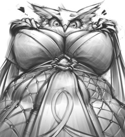 anthro beak big_breasts big_eyes big_iris black_heart breasts cheek_tuft claws clothed clothed_anthro clothed_female clothing ear_tuft eyebrows eyelashes facial_tuft feather_tuft feathers female finger_claws fingers head_tuft heart_symbol humanoid_hands iris long_eyelashes looking_at_viewer looking_down looking_down_at_viewer low-angle_view mature_anthro mature_female mouth_closed non-mammal_breasts pupils robe skimpy slightly_chubby slightly_chubby_anthro slightly_chubby_female solo standing thick_eyelashes tuft worm's-eye_view zhuizha311 unicorn_overlord vanillaware ramona_(unicorn_overlord) avian bird owl 2025 absurd_res digital_drawing_(artwork) digital_media_(artwork) greyscale hi_res monochrome