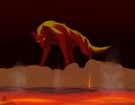 feral fiery lava solo spitting steam volcano gangstaguru canid canine canis mammal wolf 2015 digital_media_(artwork)