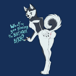 anthro anus art_challenge blue_paint breasts butt butt_grab facial_markings female genitals grey_hair hair hand_on_butt head_markings markings nude paint painting_(action) piercing presenting presenting_anus presenting_vulva raised_tail small_breasts solo tail vulva writing_on_wall feralcatalyst monodog canid canine canis domestic_dog husky mammal nordic_sled_dog spitz 1:1 alpha_channel hi_res