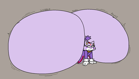 accessory all_fours anthro big_butt black_nose blush butt clothing eyelashes female forehead_gem gem gloves grey_background hair hair_accessory hairband handwear huge_butt hyper hyper_butt kneeling looking_at_butt looking_at_own_butt looking_back looking_back_at_self purple_blush purple_body purple_clothing purple_ears purple_hair purple_tail purple_topwear red_gem red_hairband simple_background solo tail tan_inner_ear three-quarter_view topwear white_clothing white_gloves white_handwear yellow_eyes cooluthink sega sonic_the_hedgehog_(series) blaze_the_cat domestic_cat felid feline felis mammal 2026 colored digital_media_(artwork) flat_colors