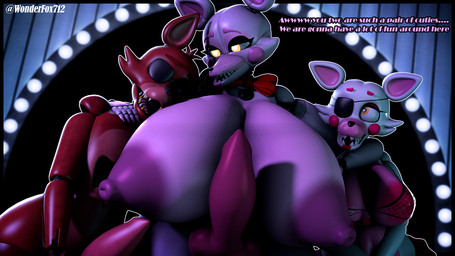 anthro big_breasts breasts dialogue female genitals group huge_breasts hyper hyper_breasts hyper_genitalia intersex intersex/female intersex/intersex intersex/male machine male male/female text trio wonderfox712 mishuyuu_(modeler) five_nights_at_freddy's five_nights_at_freddy's_2 scottgames sister_location foxy_(fnaf) funtime_foxy_(fnaf) mangle_(fnaf) animatronic canid canine fox mammal robot 16:9 3d_(artwork) digital_media_(artwork) english_text hi_res source_filmmaker_(artwork) widescreen
