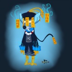 anthro biped chinese clothing fangs feathers fur gem hasen hat headgear headwear hooves male pearl_(gem) solo standing taoist_talisman teeth uniform digimitsu vonderdevil asian_mythology chinese_mythology east_asian_mythology mythology deer jiangshi mammal spirit undead 1:1