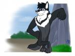 anthro biped male outside pose russian smile solo standing toony bleuxwolf sheep_and_wolves wizart_animation grey_(sheep_and_wolves) canid canine canis mammal wolf 4:3