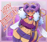 antennae_(anatomy) blush blush_lines breasts female hair insect_wings purple_eyes purple_hair smile solo text wings noahdoesart capcom cc-by-nc creative_commons darkstalkers q-bee animal_humanoid arthropod arthropod_humanoid bee_humanoid humanoid hymenopteran hymenopteran_humanoid insect insect_humanoid winged_humanoid absurd_res english_text hi_res