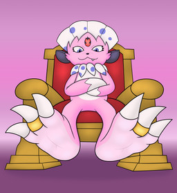 3_toes ambiguous_gender anthro chair claws digit_ring feathers featureless_crotch feet foot_focus fur furniture jewelry paws pink_body pink_fur purple_eyes ring simple_background soles solo throne toe_ring toes xander3000 nintendo pokemon kerolink generation_4_pokemon pokemon_(species) weavile full-length_portrait hi_res portrait