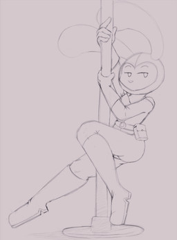 anthro armor boots clothing dancing footwear headgear helmet pole pole_dancing shoes simple_background solo salaciouslx pinku_(miscon) lagomorph leporid mammal rabbit 2017 absurd_res hi_res sketch
