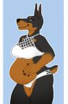 anthro belly big_belly bikini clothed clothing female pregnant pregnant_anthro pregnant_female solo swimwear two-piece_swimsuit deermary brooke_(gbg) canid canine canis dobermann domestic_dog mammal pinscher pillarbox