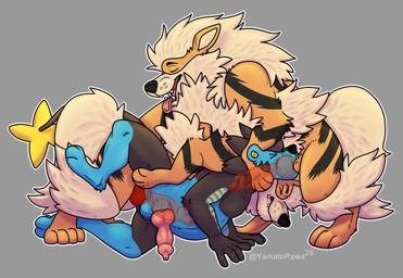 anal anthro anthro_on_feral anthro_penetrated bestiality face_fucking face_hugging feral feral_penetrating feral_penetrating_anthro feral_penetrating_male from_behind_position genitals group irrumatio knot knotting male male/male male_on_feral male_penetrating_anthro mating_grip mounting one-handed_mating_grip oral oral_knotting oral_penetration penetration penile penis penis_in_mouth sex size_difference trio x-ray_view yamatopawa nintendo pokemon arcanine generation_1_pokemon generation_4_pokemon luxray pokemon_(species) absurd_res hi_res brother_(lore) brothers_(lore) sibling_(lore) twins_(lore)