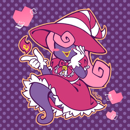 blush clothed clothing dress female fire gloves hair handwear hat headgear headwear heart_symbol legless looking_at_viewer not_furry outline pink_hair purple_body simple_background solo white_clothing white_gloves white_handwear kaibuzetta mario_bros nintendo paper_mario paper_mario:_the_thousand_year_door vivian_(mario) ghost humanoid shadow_siren spirit 1:1 2023 absurd_res digital_media_(artwork) hi_res signature