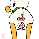 animal_genitalia anthro anus avian_feet beak black_eyes bottomless butt clothed clothing genital_slit genitals green_clothing green_hoodie green_topwear half-erect hoodie hoodie_only male partially_clothed penis presenting presenting_anus presenting_hindquarters presenting_penis raised_tail solo standing tail tapering_penis topwear topwear_only young young_anthro young_male conditional_dnp osterars disney ducktales ducktales_(2017) louie_duck anatid anseriform avian bird duck 1:1 2025 animated low_res short_playtime signature watermark