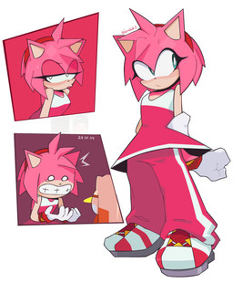 accessory anthro biped clothed clothing eyelashes female fingers footwear front_view fully_clothed fur gloves green_eyes hair_accessory hairband half-closed_eyes handwear narrowed_eyes pink_body pink_fur shoes simple_background solo standing tan_body tan_fur white_background young dynablade2 sega sonic_riders sonic_the_hedgehog_(series) amy_rose eulipotyphlan hedgehog lagomorph leporid mammal rabbit 2024 absurd_res dated full-length_portrait hi_res portrait signature