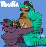 abdominal_bulge ahegao anal anal_penetration animal_genitalia animal_penis anthro asphyxiation balls balls_deep barazoku bdsm beard belly belly_hair big_balls big_belly big_penis blush bodily_fluids body_hair bondage bound butt canine_genitalia canine_penis chest_hair choking claws clothing cum cum_in_ass cum_inflation cum_inside cum_on_ground duo erection facial_hair feet fingers genital_fluids genitals hair hands_behind_back hands_tied hands_tied_behind_back hat headgear headwear huge_penis inflation knot knotted_penis leaking_precum leg_grab looking_pleasured male male/male male_penetrated male_penetrating nipples nude open_mouth overweight overweight_anthro overweight_male party_hat party_hat_only penetration penis precum pupils purple_body purple_hair restraints sex sheath simple_background slime smile tail text toes tongue tongue_out tugging yellow_eyes yellow_pupils yellow_sclera pookashifts dinosaur goo_creature prehistoric_species reptile scalie theropod tyrannosaurid tyrannosauroid tyrannosaurus tyrannosaurus_rex out 2025 absurd_res artist_name colored digital_drawing_(artwork) digital_media_(artwork) english_text hi_res portrait shaded signature sketch