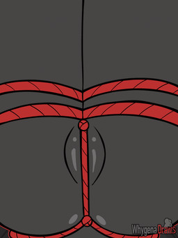 4_eyes anthro bdsm biped black_body black_hair bondage bound breasts butt female female_anthro genitals hair hair_over_eye hishi_karada looking_at_viewer low-angle_view multi_eye nipples pussy_floss red_eyes red_rope restraints rope rope_bondage rope_harness solo spread_legs spreading vulva whygena claudia_(whygena) arachnid arthropod spider 2025 2d_animation animated digital_media_(artwork) hi_res