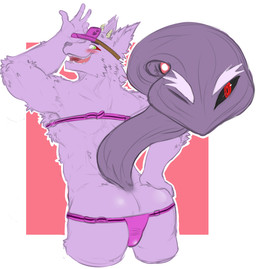 anthro biped blush butt clothing fur hat headgear headwear horn kemono male muscular muscular_anthro muscular_male one_eye_closed purple_body purple_fur simple_background solo swimwear visor_cap wink lancewolf tan5551 lifewonders tokyo_afterschool_summoners bathym_(tas) canid canine canis demon domestic_dog mammal wolf 2017 absurd_res hi_res