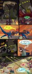 absurd_res arthropod attack comic desert dinosaur dragon dragonscape drekir dripping dromaeosaurid female feral fight forl forl_(thepatchedragon) group hi_res insect male melee_weapon mythological_creature mythological_scalie mythology oli_(thepatchedragon) polearm post-apocalyptic reptile ruins scalie spear stab stagur thepatchedragon theropod tribal tribal_clothing weapon wounded