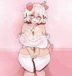 anthro blush breasts clothed clothing eyewear female freckles fur glasses hair leash looking_at_viewer open_mouth simple_background smile solo topwear furbait_(artist) mado_(character) canid canine canis domestic_dog mammal absurd_res digital_media_(artwork) hi_res