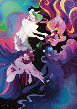 female female/female feral fetlocks flying group horn magic moon musical_note musical_symbol sky smile space sparkles star starry_sky sun symbol wings wacky-skiff friendship_is_magic hasbro my_little_pony mythology princess_cadance_(mlp) princess_celestia_(mlp) princess_luna_(mlp) twilight_sparkle_(mlp) equid equine mammal mythological_creature mythological_equine winged_unicorn absurd_res hi_res