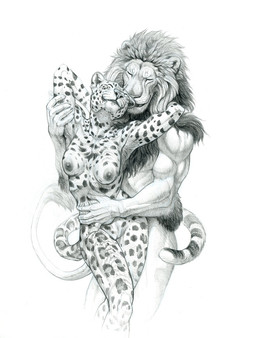 anthro areola arm_tuft barely_visible_genitalia barely_visible_vulva breasts duo elbow_tuft eyes_closed female genitals hug hugging_another hugging_from_behind leopard_spots male male/female mane muscular muscular_male nipples nude nude_anthro nude_female nude_male romantic romantic_couple simple_background spots tail tail_tuft tuft vulva whisker_spots whiskers white_background hibbary felid leopard lion mammal pantherine 2021 greyscale monochrome portrait three-quarter_portrait traditional_media_(artwork)