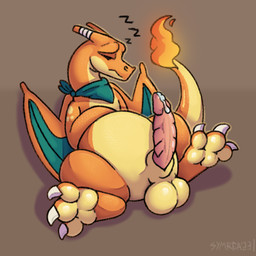 3_toes balls bodily_fluids eyes_closed feet genitals horn male membrane_(anatomy) membranous_wings orange_body penis solo tail toes wings symrea mythology nintendo pokemon charizard dragon generation_1_pokemon mythological_creature mythological_scalie pokemon_(species) scalie 1:1 hi_res