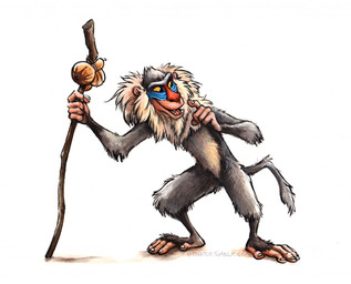 5_fingers 5_toes anthro biped blue_markings fangs feet fingers front_view fur grey_body grey_fur holding_object holding_weapon long_mouth looking_away magic_user male mane markings no_sclera nude open_mouth orange_eyes pink_body pink_skin pink_tongue plantigrade prehensile_feet red_nose shadow shaman simple_background smile snout solo staff standing teeth toes tongue tribal_spellcaster weapon white_background white_body white_fur kenket disney the_lion_king rafiki haplorhine mammal mandrill monkey old_world_monkey primate 2017 full-length_portrait portrait traditional_media_(artwork)