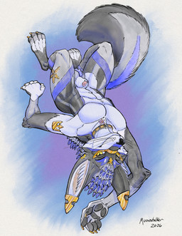 abs animal_genitalia anthro balls big_ears big_tail claws ear_jewelry genitals long_ears lying male muscular nude on_back pupils sheath slit_pupils solo tail toe_claws whiskers yellow_eyes richard_foley rexouium 2026 hi_res