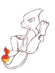 balls blush bodily_fluids cum cum_drip dripping erection fire genital_fluids genitals male paws solo sherwind52 nintendo pokemon charmeleon generation_1_pokemon pokemon_(species) 3:4 hi_res sketch