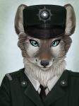 anthro badge black_lips black_nose blue_eyes brown_body brown_fur cheek_tuft clothed clothing countershading dress_shirt ears_up epaulet eyelashes facial_markings facial_tuft female fluffy front_view fur fur_markings hat head_markings headgear headwear inner_ear_fluff irish jacket light lips looking_at_viewer markings multicolored_body multicolored_fur neck_tuft necktie police police_hat police_officer police_uniform shirt simple_background snout solo summer_pelt textured_background topwear tuft two_tone_body two_tone_fur uniform whiskers white_body white_countershading white_fur plaguedog alex_(bering) arctic_fox canid canine fox mammal true_fox 2014 3:4 alternate_version_at_source better_version_at_source bust_portrait detailed digital_media_(artwork) digital_painting_(artwork) lighting portrait shaded