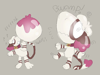 3_toes collar collar_only expansion feet fingers grey_background head_expansion inflation mouth_closed multicolored_body nude open_mouth question_mark semi-anthro simple_background solo tail tail_expansion text toes laceydoodle nintendo pokemon generation_2_pokemon pokemon_(species) smeargle 2026 4:3 digital_media_(artwork) english_text hi_res female_(lore)