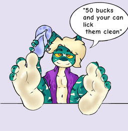 4_toes anthro blonde_hair clothing dirty dirty_feet feet foot_fetish foot_focus footwear hair male orange_pupils pupils purple_clothing purple_shirt purple_topwear sandals shirt shoes solo solstings text toes topwear white_clothing white_footwear white_sandals yellow_eyes unknown_artist daniel_cia aquatic fish shark english_text hi_res