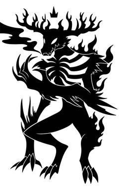 3_claws 3_toes 5_claws 5_fingers anthro antlers arm_spikes arm_support arm_tuft cheek_tuft claws crown digitigrade elbow_spikes empty_eyes facial_tuft feet finger_claws fingers fire floating_crown fur headgear horn male male_anthro mouth_closed ribs sharp_teeth shoulder_tuft silhouette simple_background snout solo spikes spikes_(anatomy) teeth toe_claws toes tuft white_background sunnyclockwork bloodborne fromsoftware sony_corporation sony_interactive_entertainment vicar_laurence_(bloodborne) canid mammal 2016 2:3 black_and_white digital_drawing_(artwork) digital_media_(artwork) hi_res monochrome