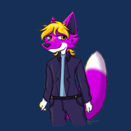 ambiguous_gender anthro arsonfur blonde_hair hair magenta_body solo yellow_eyes canid canine fox mammal 1:1 alpha_channel