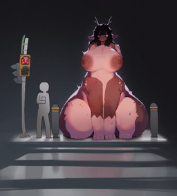 big_breasts bollard breasts brown_body brown_fur crosswalk dildo dildo_sitting duo female fur gynomorph huge_hips improvised_dildo improvised_sex_toy intersex penetration sex_toy traffic_light wide_hips utterangle ruby_(harupaws) deer deer_taur human mammal mammal_taur taur absurd_res hi_res